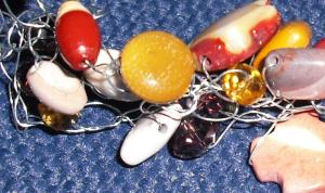 Crocheted Wire and Beads, close up